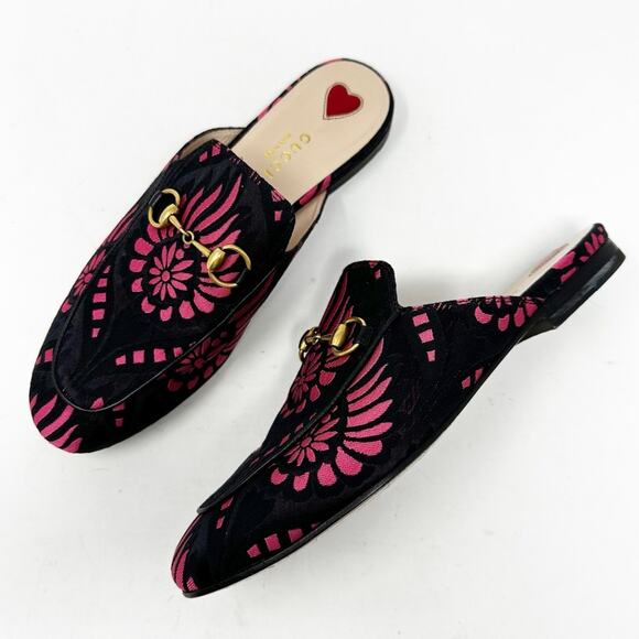 Gucci Princetown Loafers Jacquard Floral Slippers EU 36.5 - Picture 2 of 11